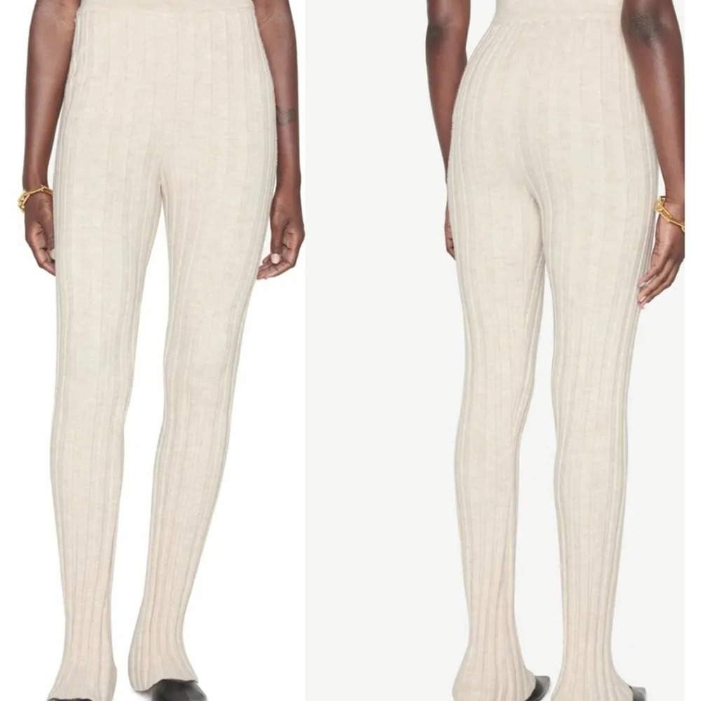 Annie Bing Val Ribbed Wool Leggings in Cream - NWT